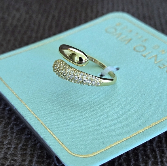 Argento Vivo Gold💛 Raindrops💧 Bypass🔁 Ring💍 - Picture 14 of 15